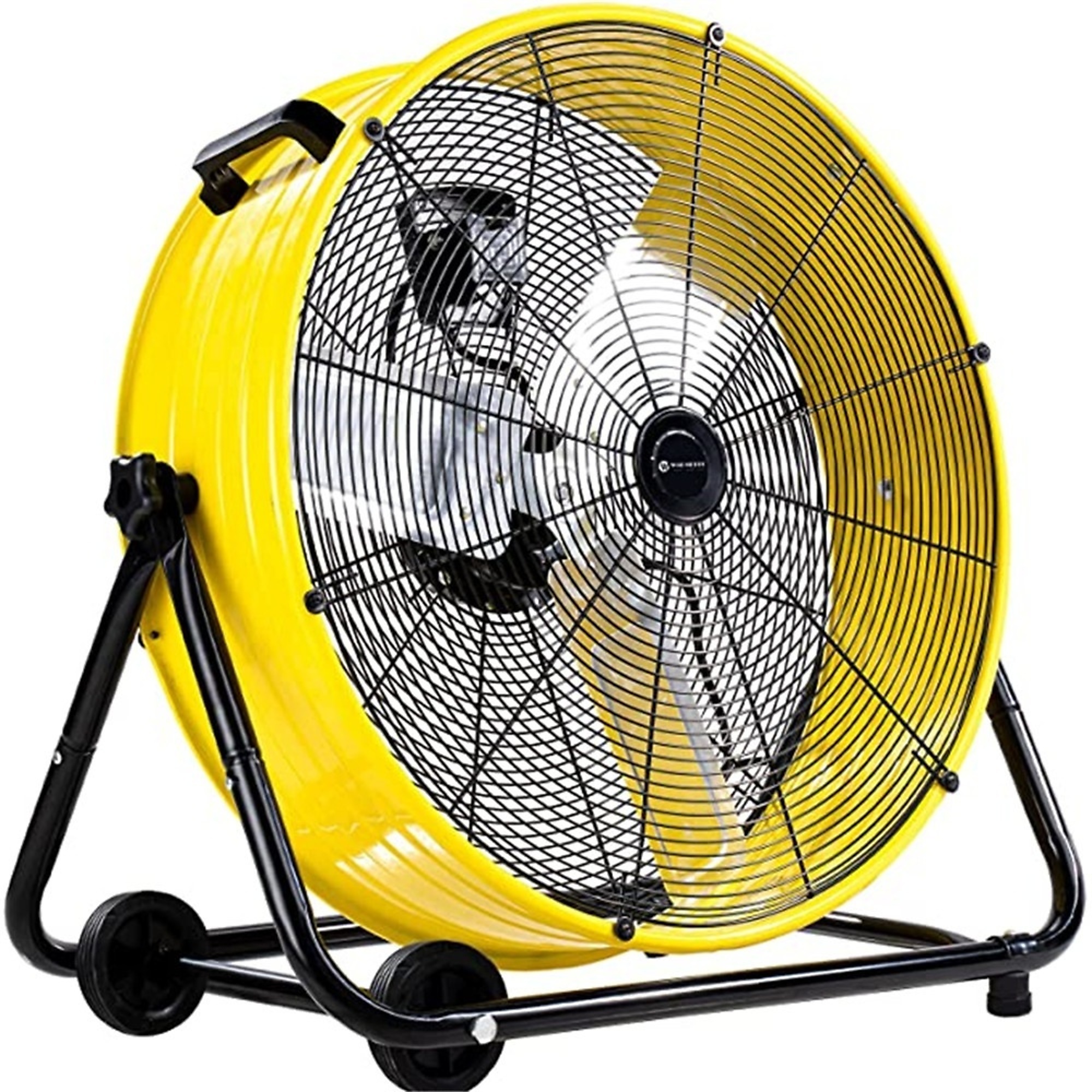 EdenDirect Heavy-Duty Industrial Drum Fan — 24in., 8100 CFM, 3-Speed, High Velocity, Yellow, Model# NTE-Industrial Fan Yellow